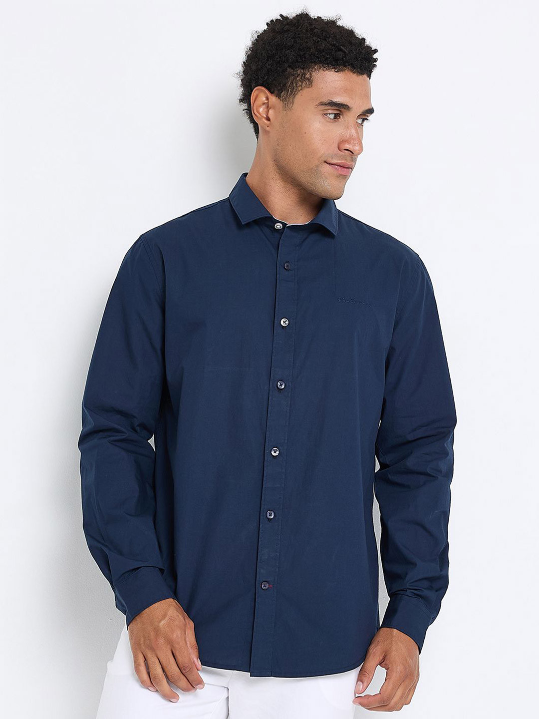 BEN SHERMAN Long Sleeves Spread Collar Pure Cotton Casual Shirt