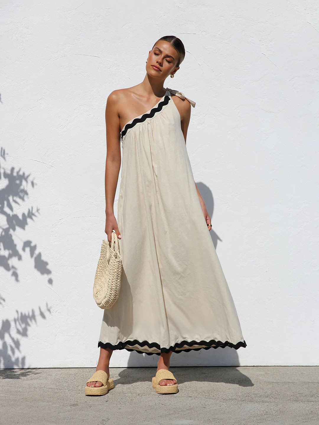 JC Mode Women One Shoulder A-Line Maxi Dress