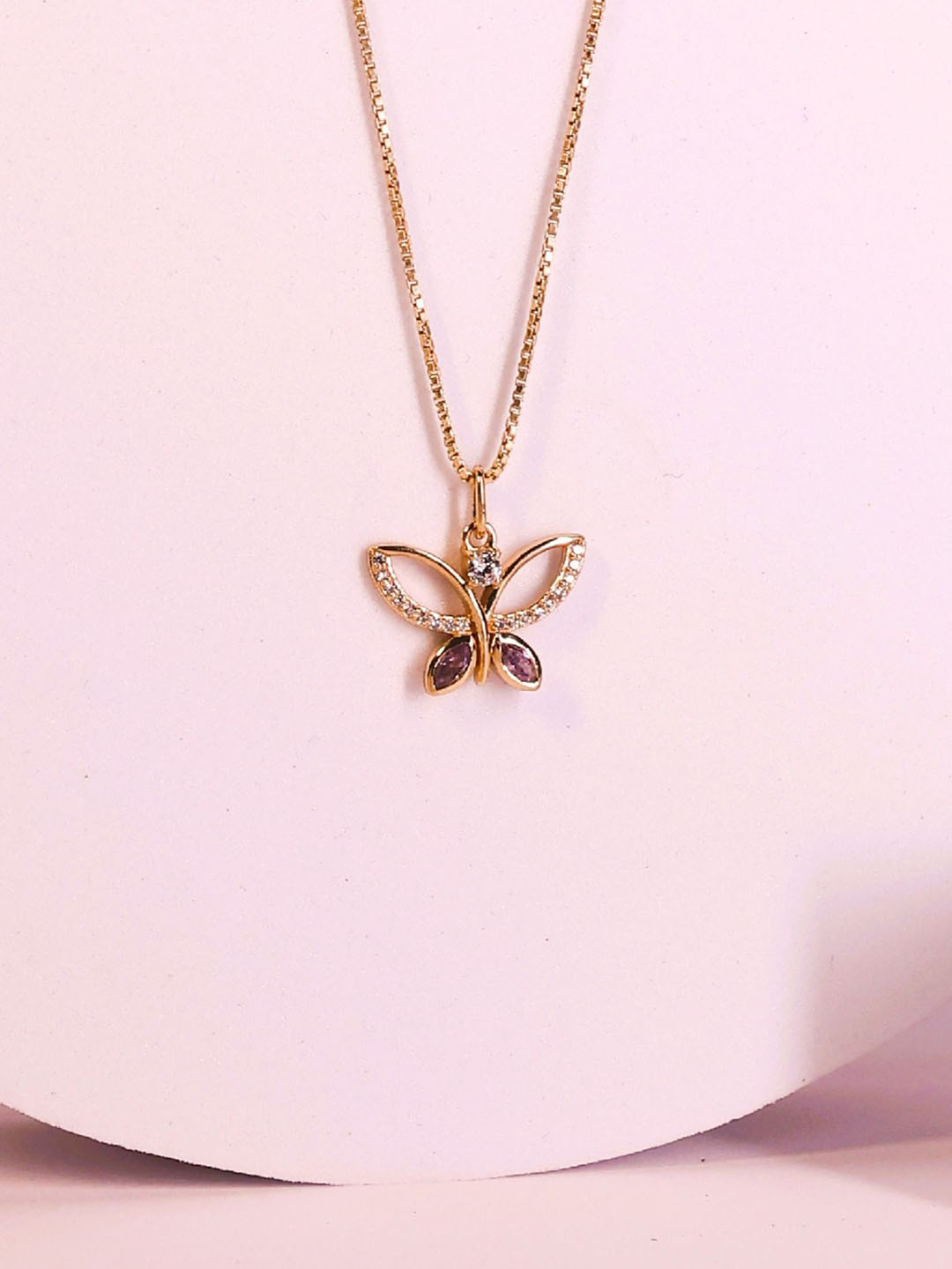 ShimmerTots 925 Silver Gold-Plated Whimsical Butterfly Pendants with Chains