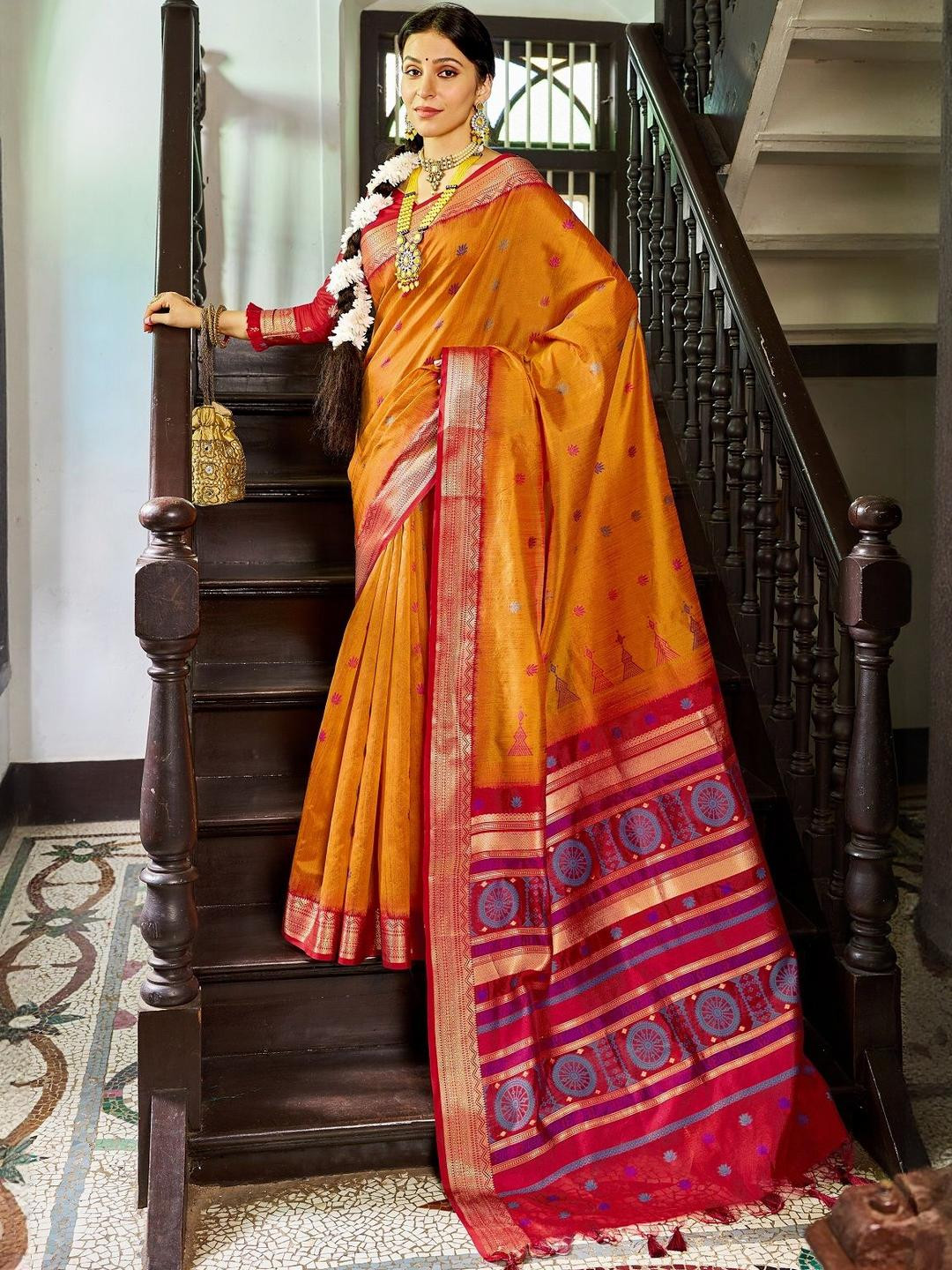 KALINI Mustard Paithani Sarees