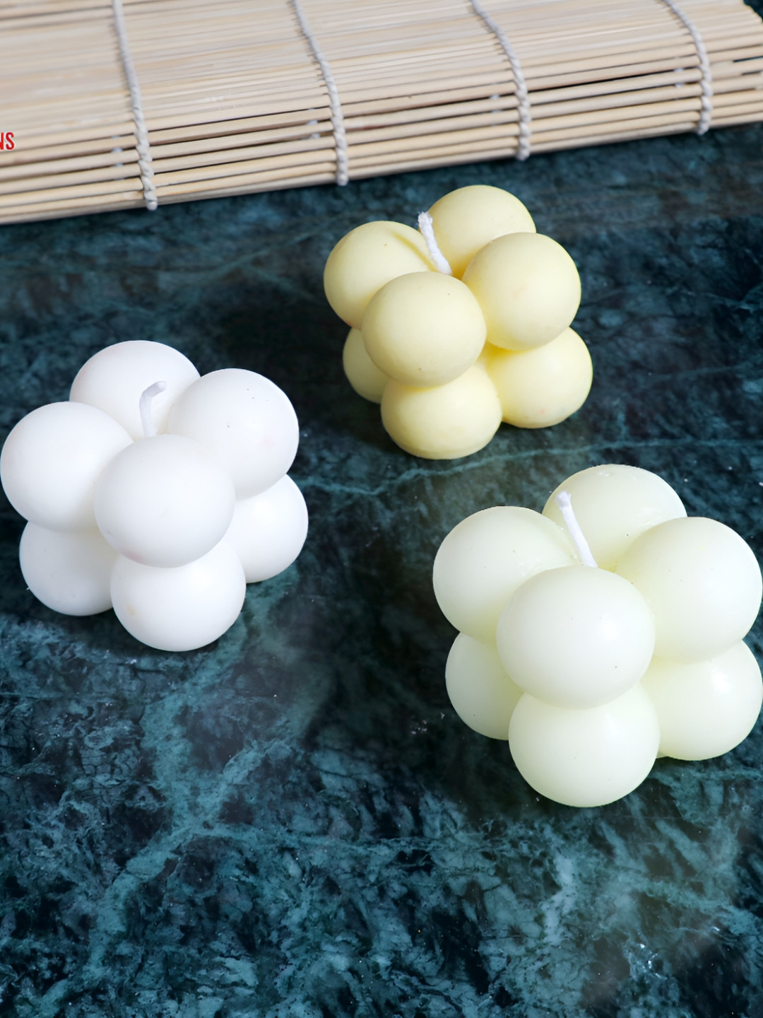 Aura Medium Bubble 3Pcs Scented 1 Wick Scented Solid Square Regular Pillar Candles