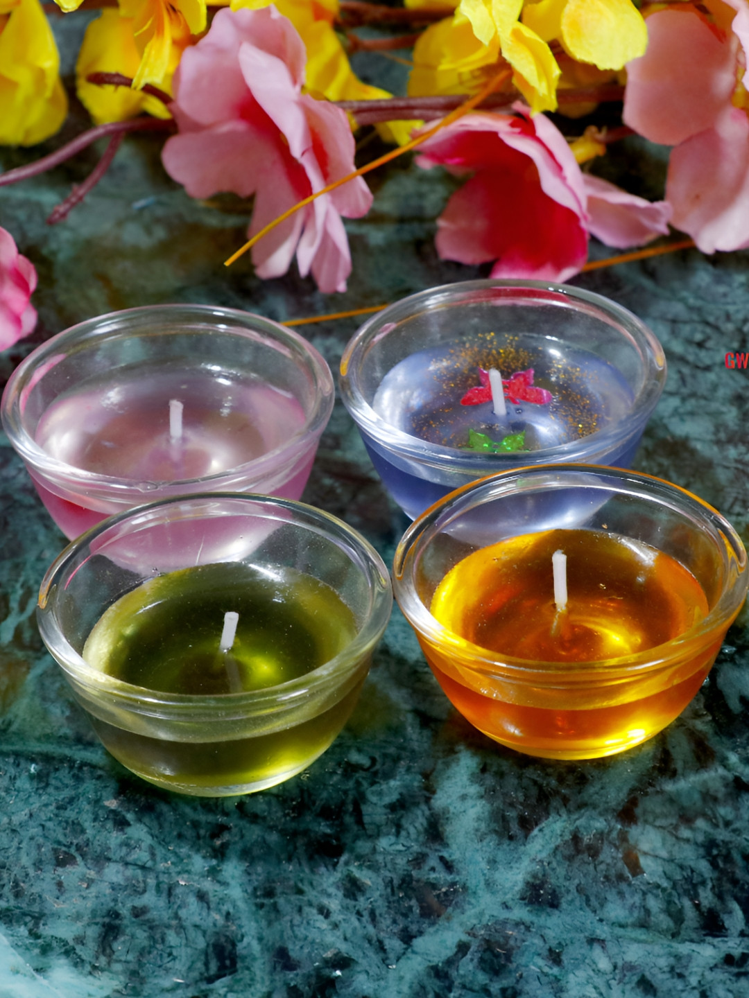 Aura Medium Bowl 4Pcs Smokeless 1 Wick Solid Round Regular Tea Light Candles