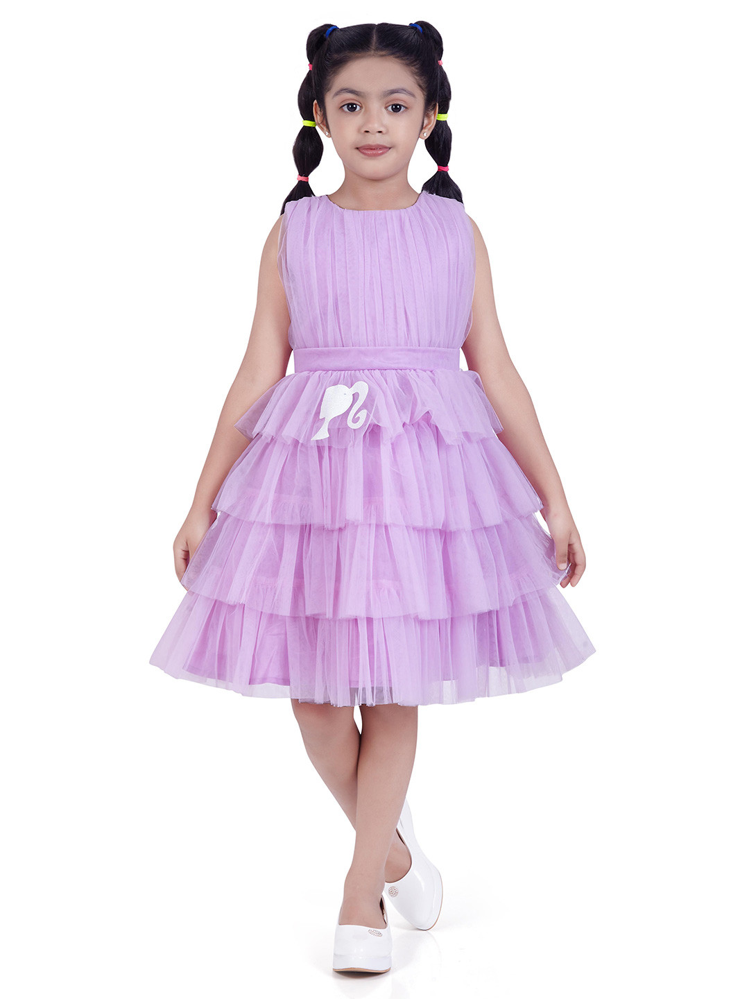Tiny Girl Barbie Layered Tulle Fit & Flare Knee Length Dress