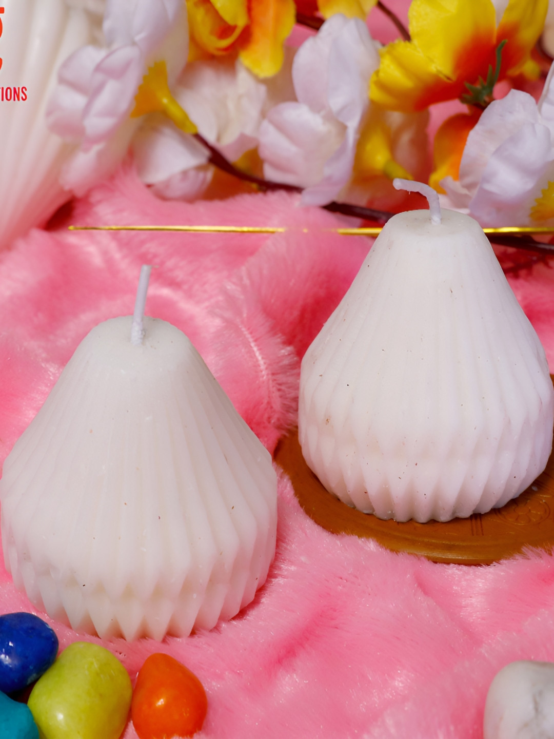 Aura Pear Shaped 2Pcs Scented 1 Wick Scented Solid Geometric Regular Tea Light Candles