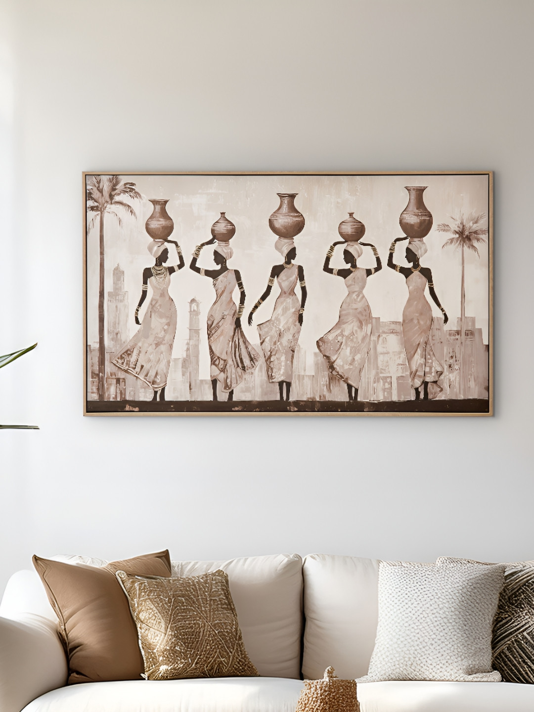 Home Centre Brown & White Ladies Wall Art