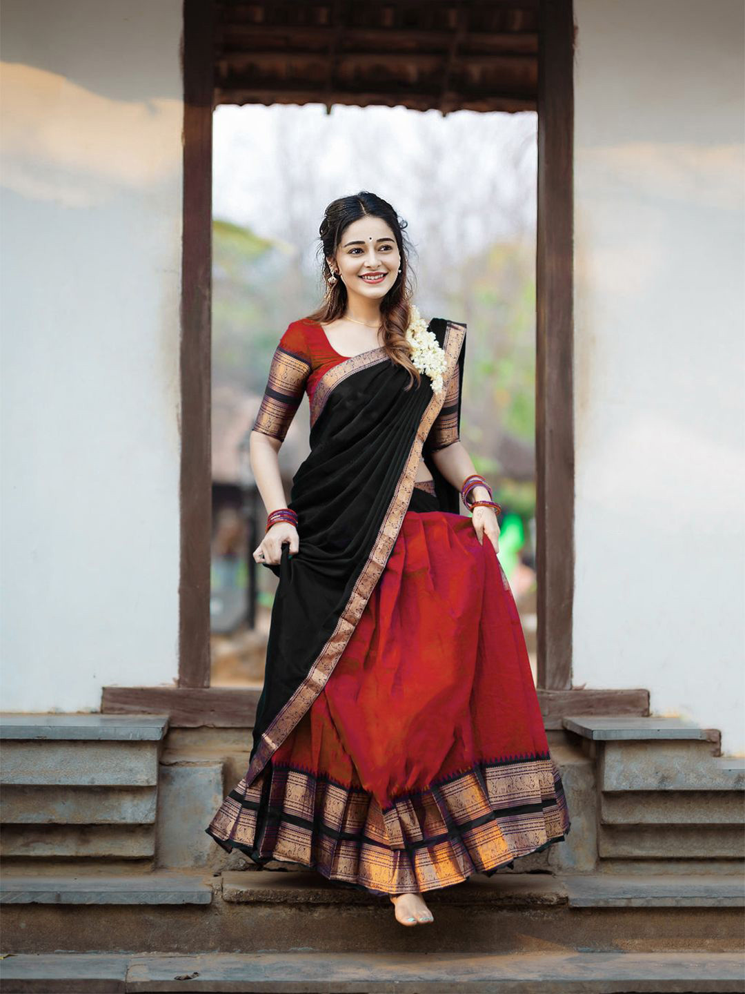 R K INFINITIVE Solid Silk Semi-Stitched Lehenga & Unstitched Blouse With Dupatta