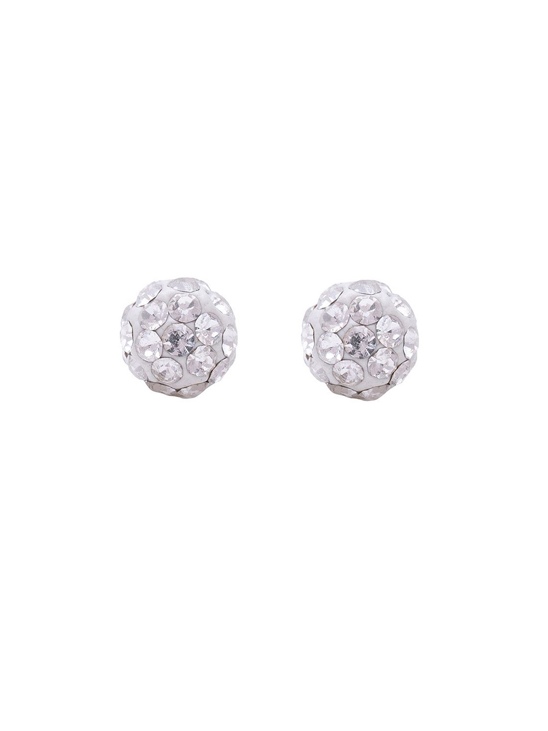 STUDEX Stainless Steel Silver Plated Crystal Studded Bezel Circular Shaped Studs