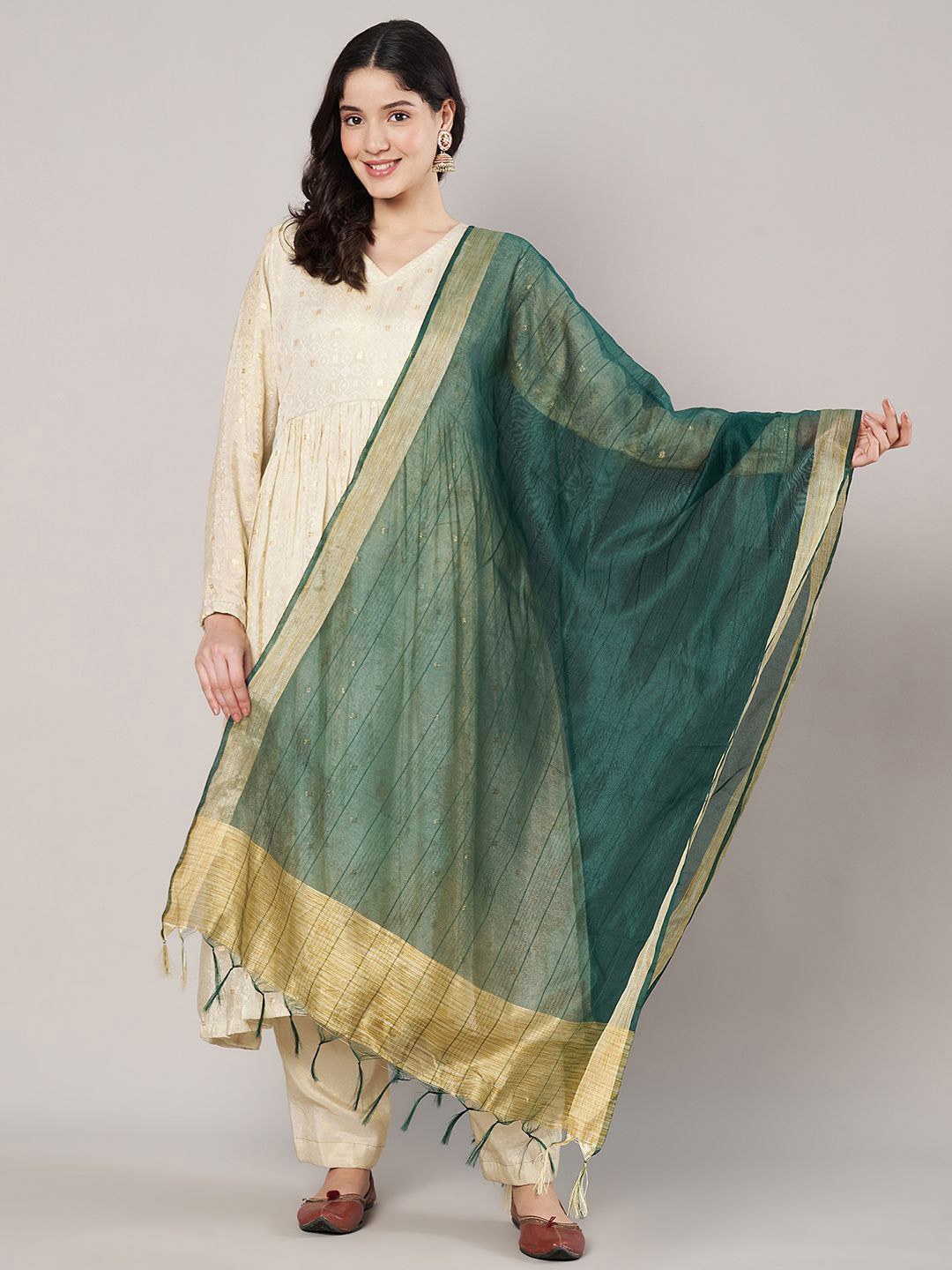 MUFFLY Woven Design Dupatta with Zari