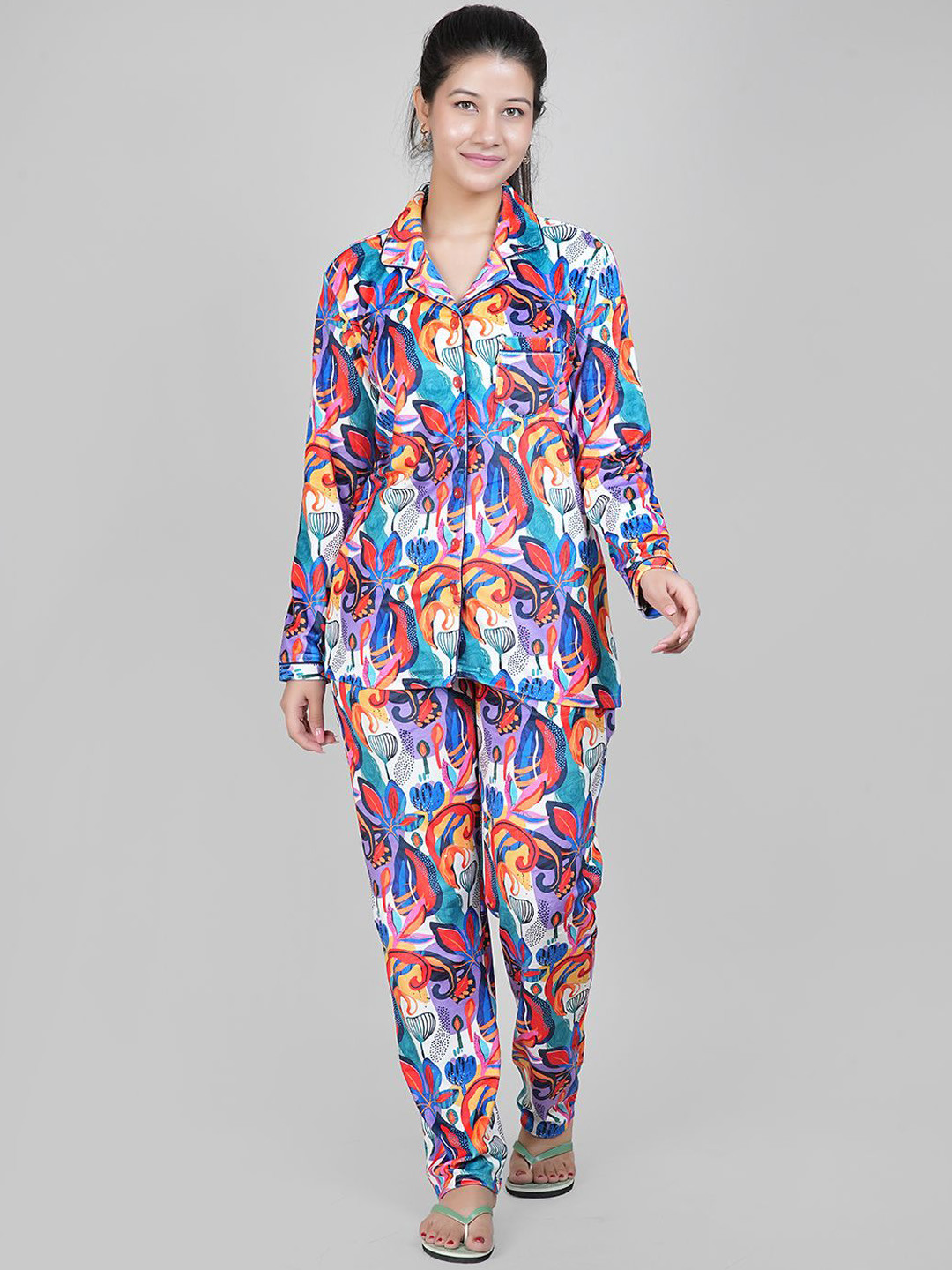 She N She Women Printed Night suit T-shirt With Pyjama