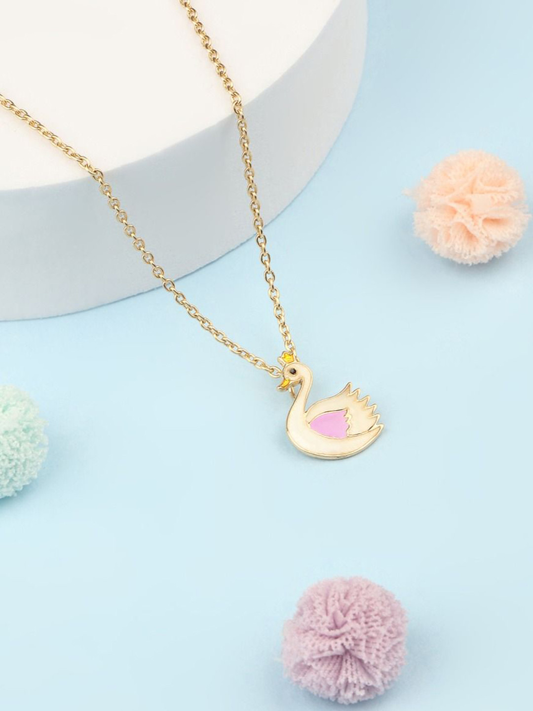 ShimmerTots 925 Silver Glow Magic Swan Kids Pendants with Chains