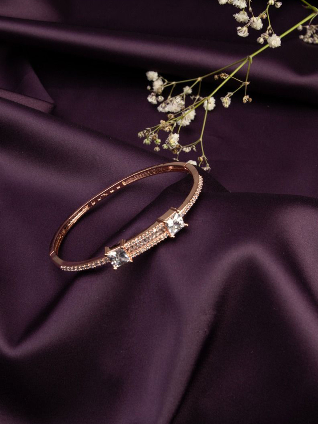 LA FILLE D'OR Rose Gold-Plated Cubic Zirconia Wraparound Bracelet