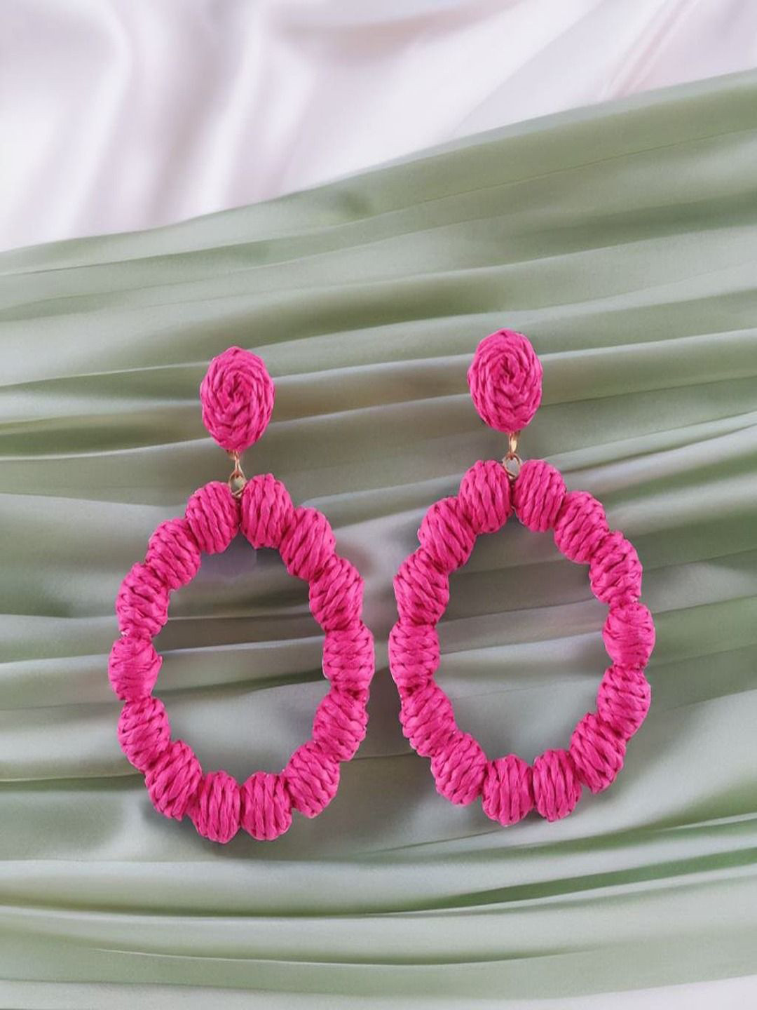 Vientiq Gold-Plated Thread Dangle Circular Shape Drop Earrings