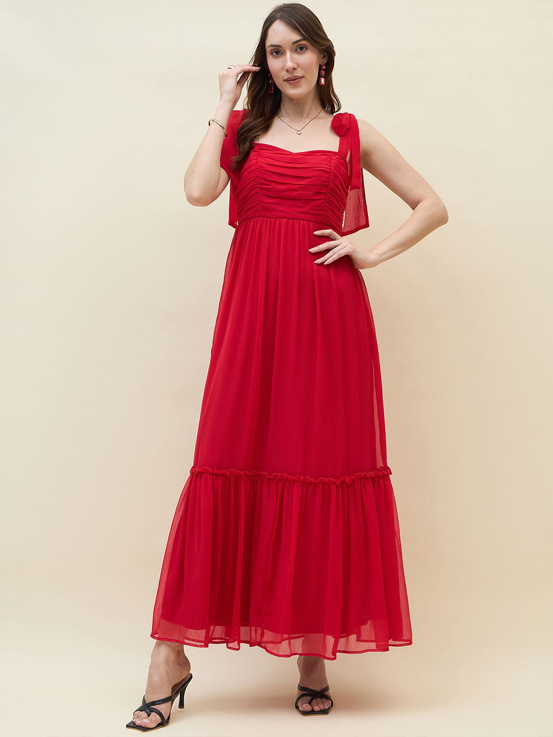 aayu Women Layered Chiffon Maternity Maxi Dress