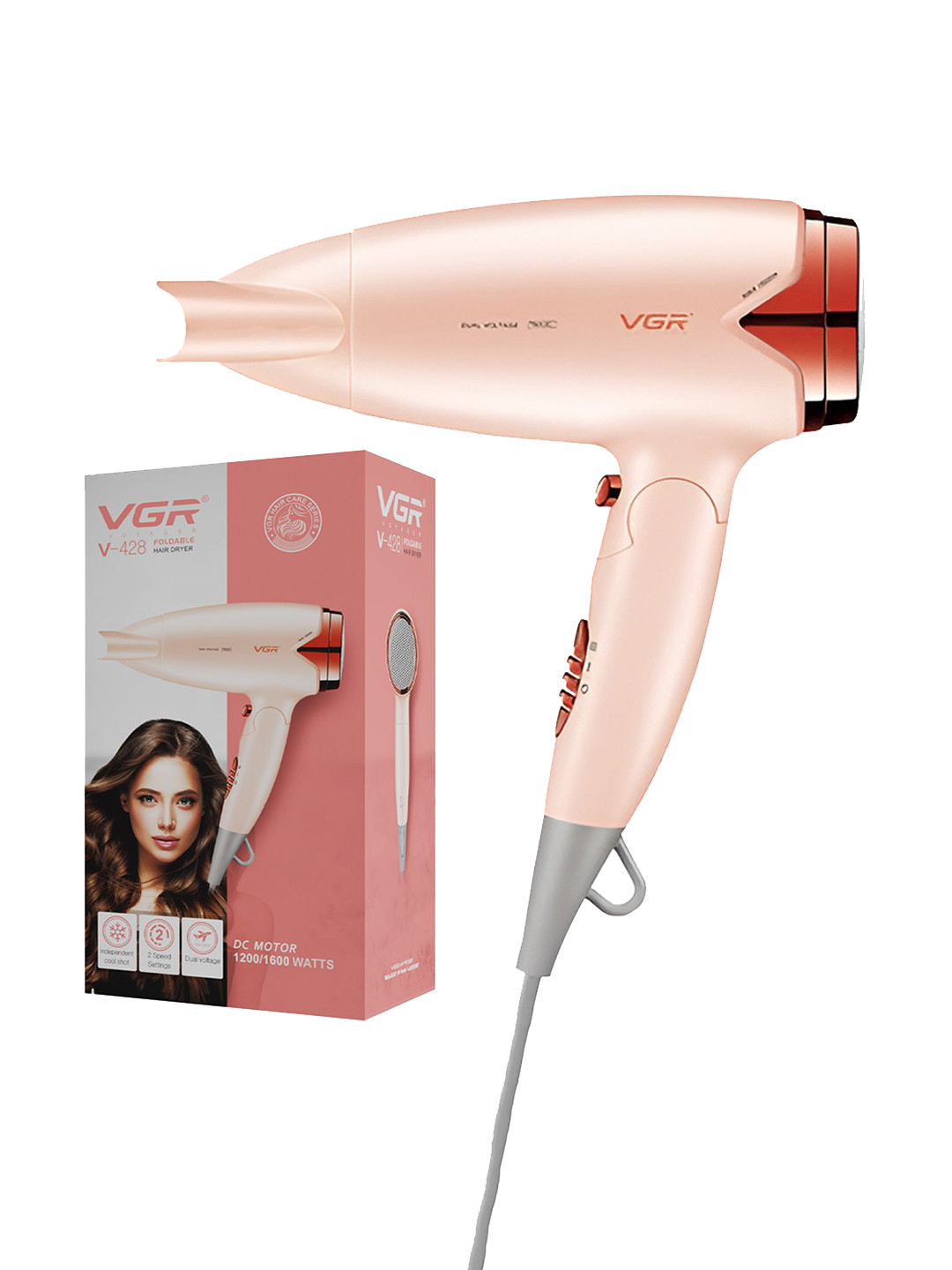 VGR V-428 Foldable Hair Dryer - Pink