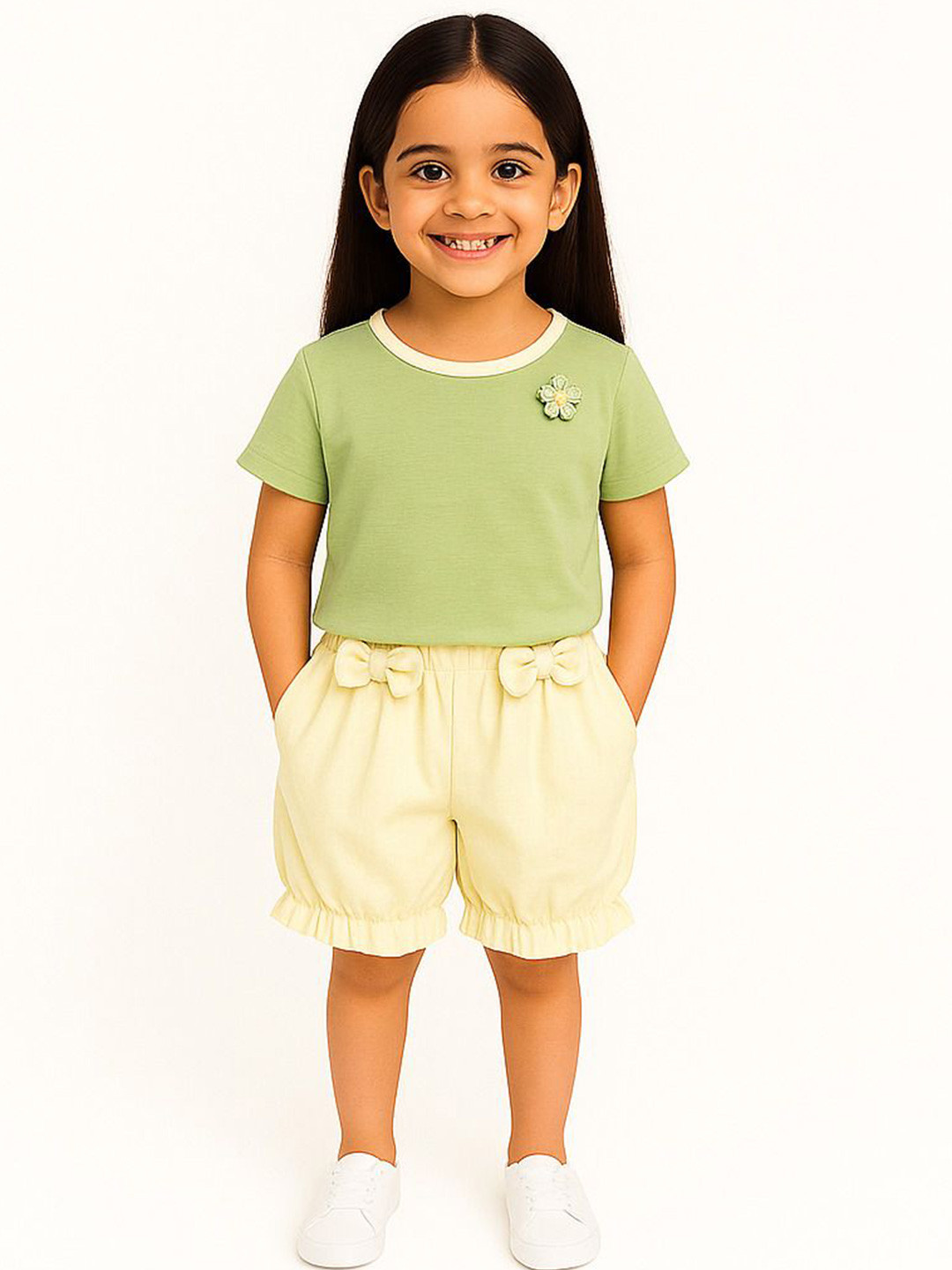 POP STREET KIDS Girls Self Design Top With Shorts