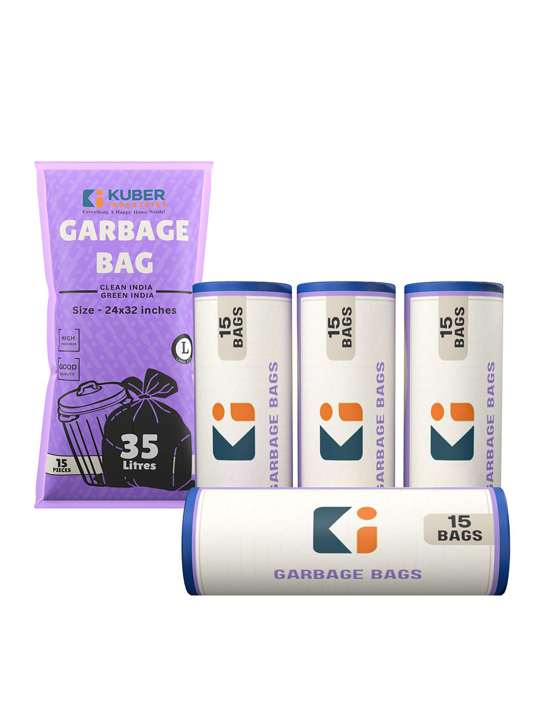 Kuber Industries 4 Pcs Blue Premium Dustbin Garbage Bags - 60 Bags