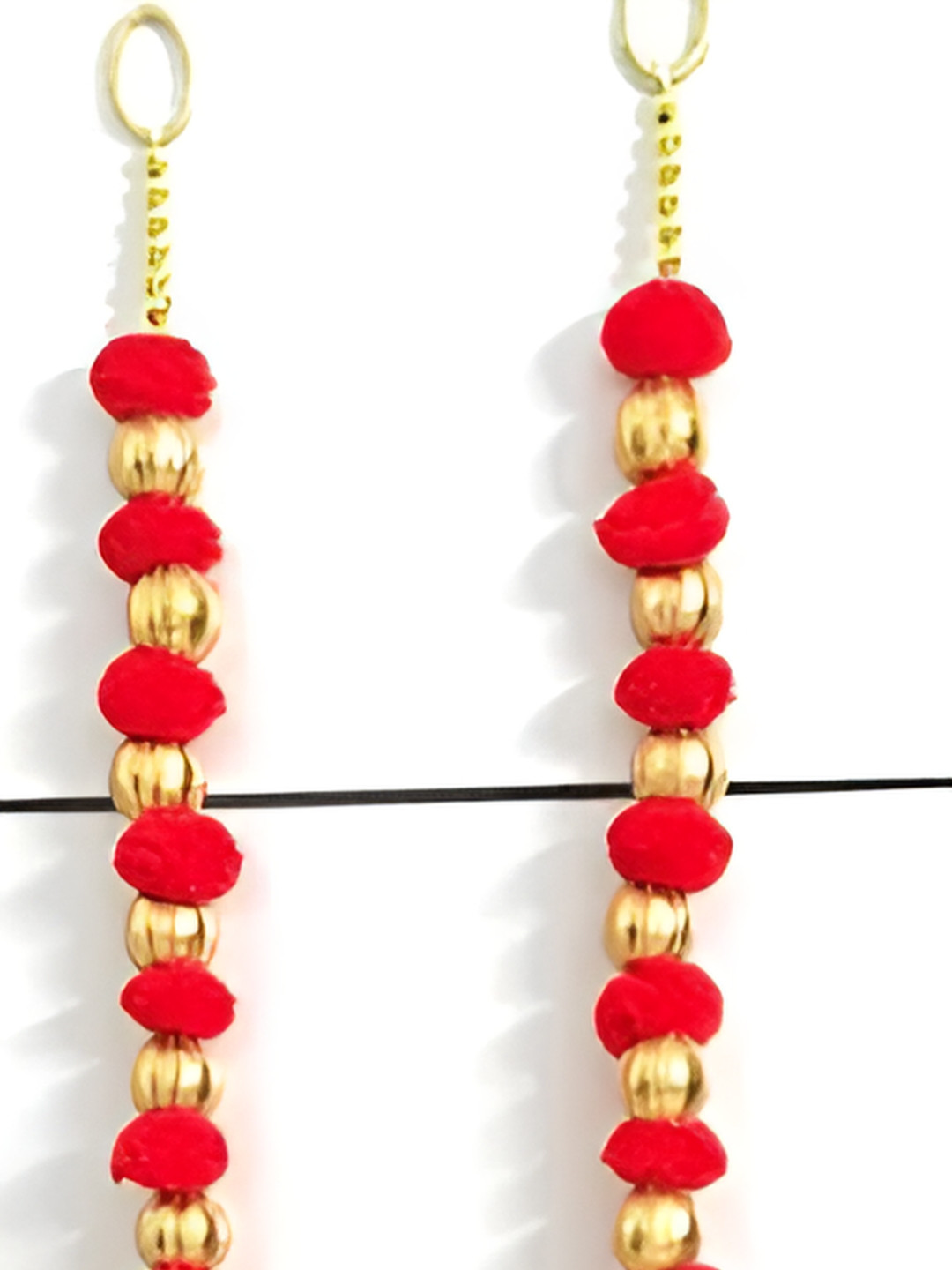 Sellplus Pompom toran Fabric Floral Glossy Hanging Hall 2Pcs Wall Hangings-47.6In