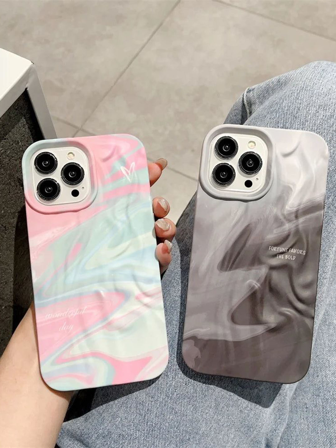 CASE CREATION Pack Of 2 Cartoon Characters Printed iPhone 14 Plus Back Case