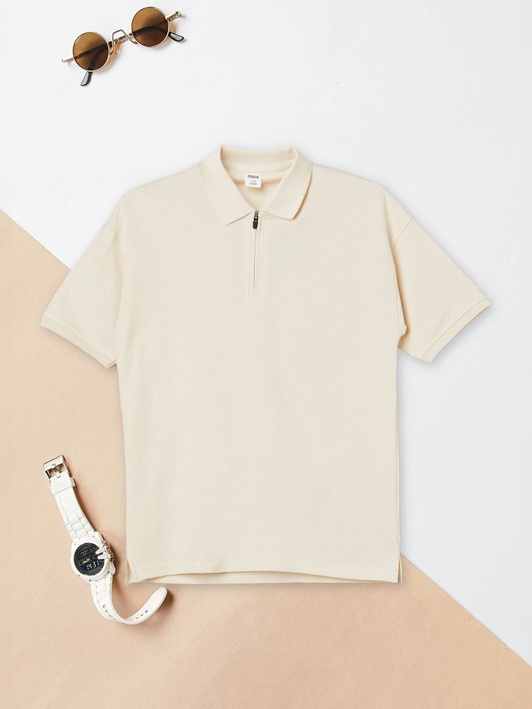 max Boys Henley Neck Short Sleeves Pure Cotton T-shirt
