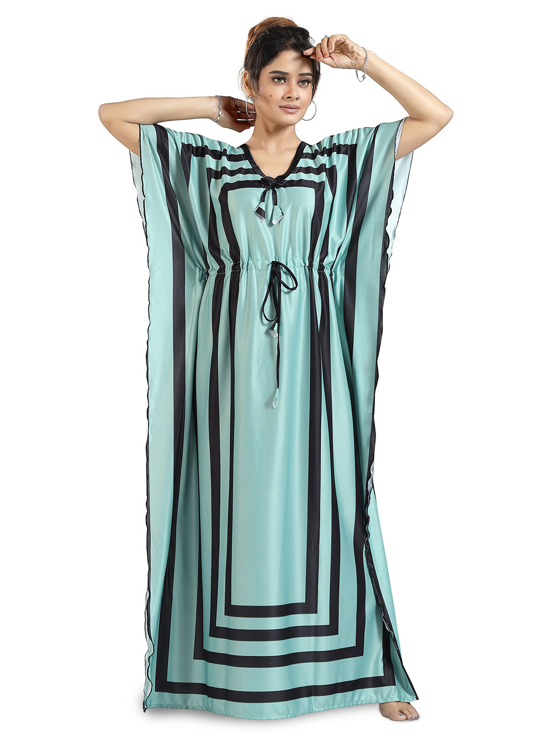 VEGAL Women Abstract Printed Kaftan Nightdress