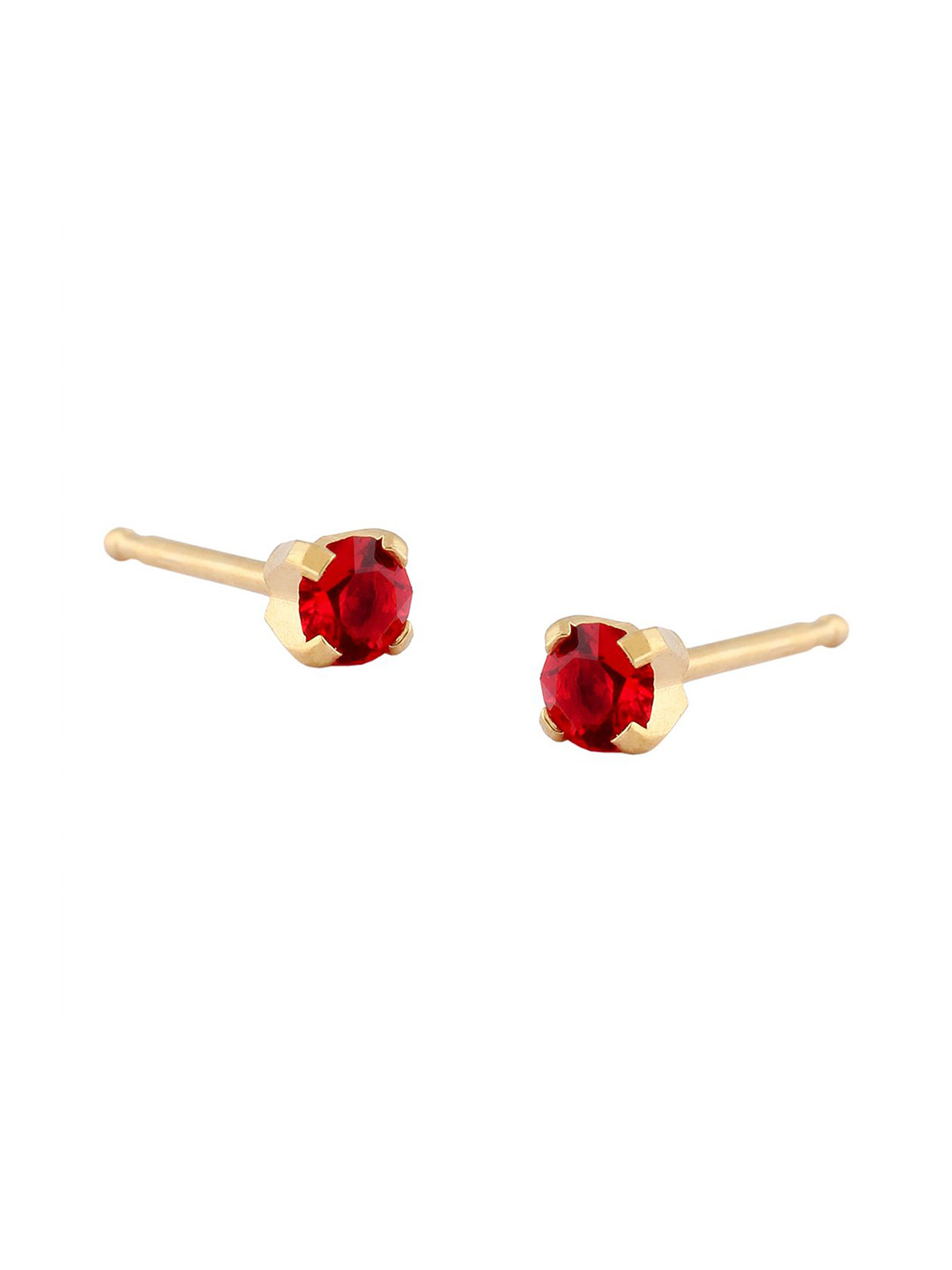 STUDEX Kids 24K Gold-Plated Stainless Steel Ruby Studded Circular Shaped Studs