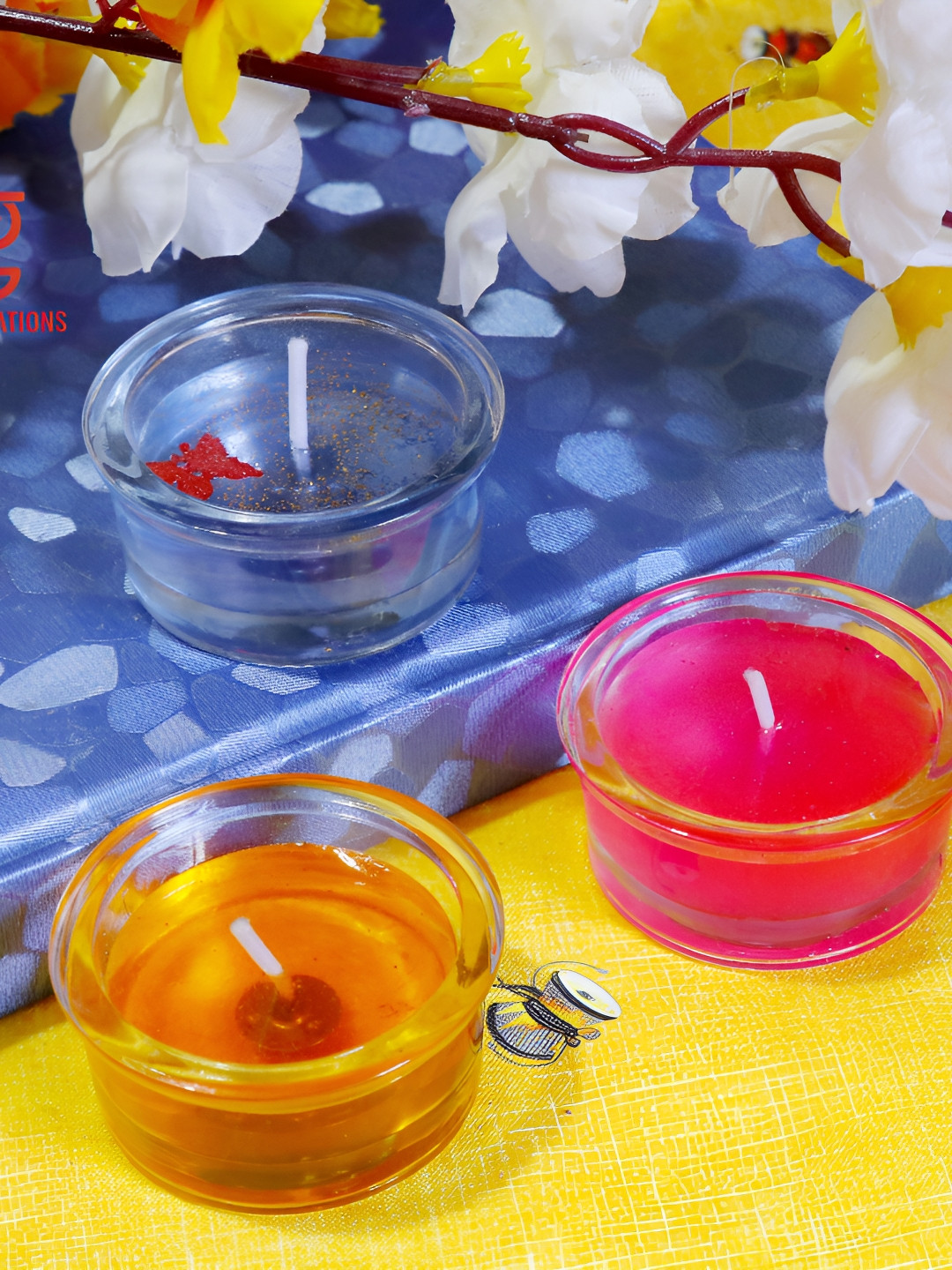 Aura Small Bowl 3Pcs Smokeless 1 Wick Solid Round Regular Tea Light Candles