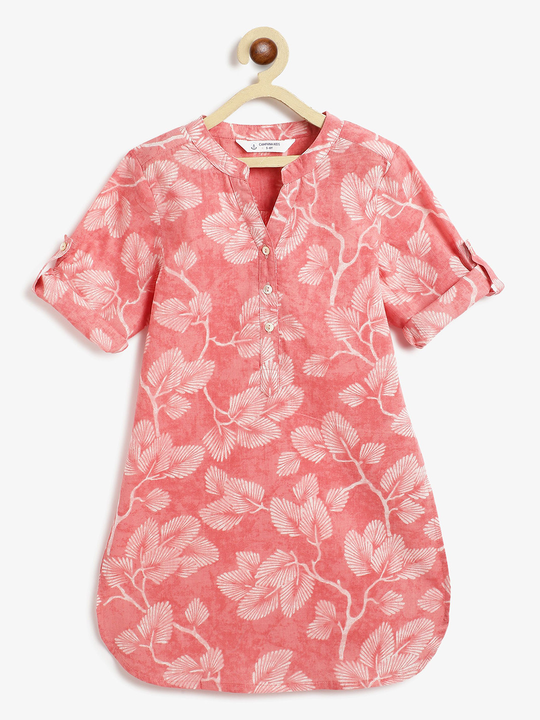 Campana Girls Floral Printed Screen Print Daily Cotton Straight Kurta