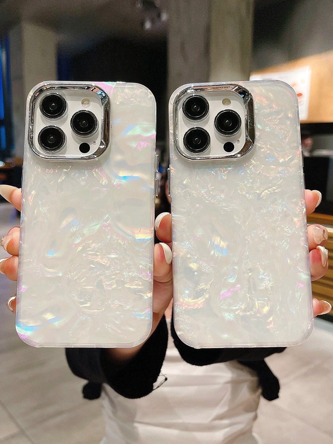 CASE CREATION iPhone 13 Pro Max Holographic Marble Glitter Bumper Case