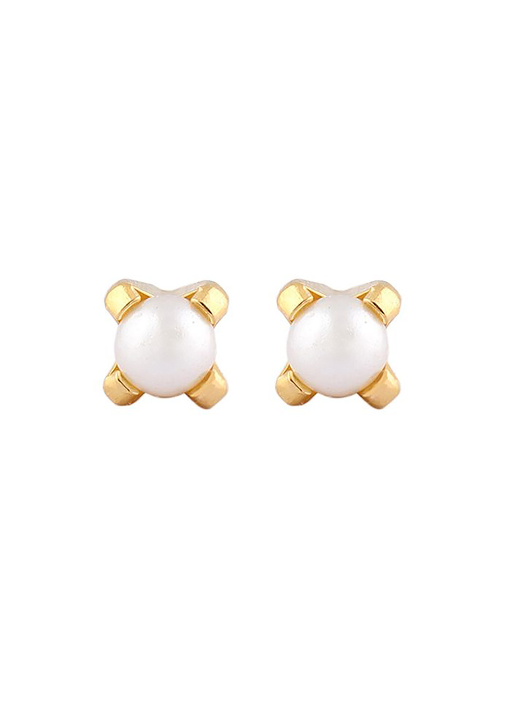 STUDEX kids 24K Gold-Plated Stainless Steel Pearls Beaded Bezel Circular Shaped Studs