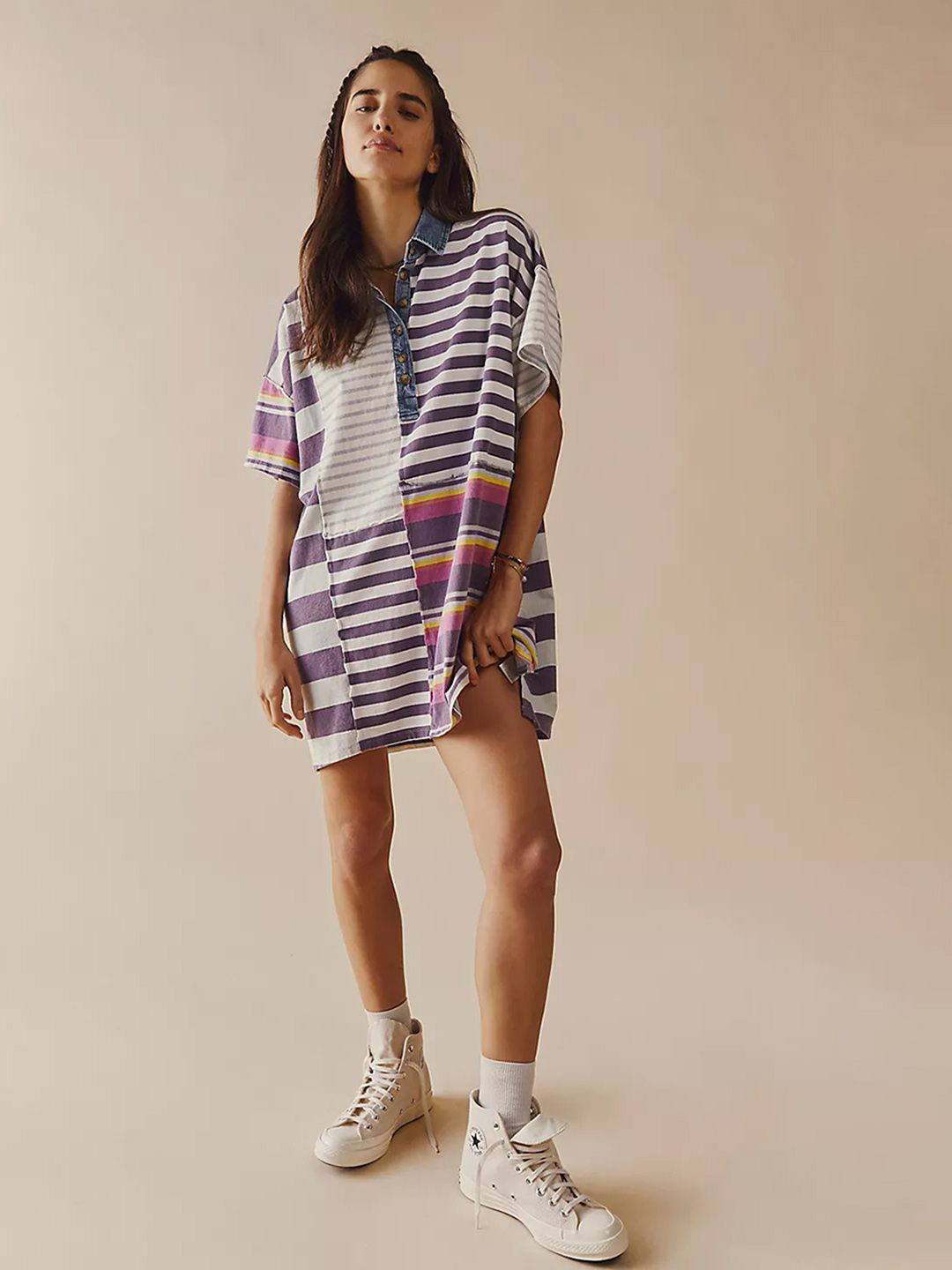 JC Mode Women Striped  Shirt Collar Dresses