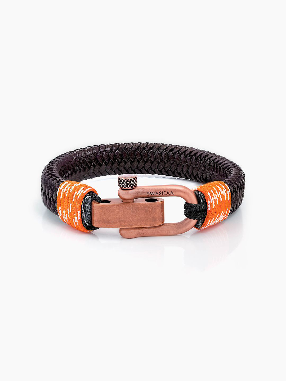 SWASHAA Men Brown Trail Leather Bracelet