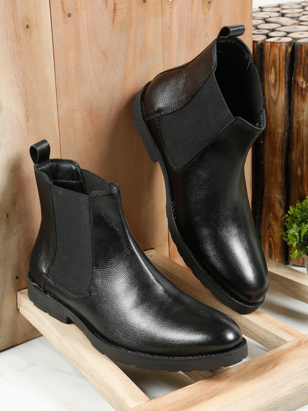 Teakwood Leathers Men Leather Chelsea Boots