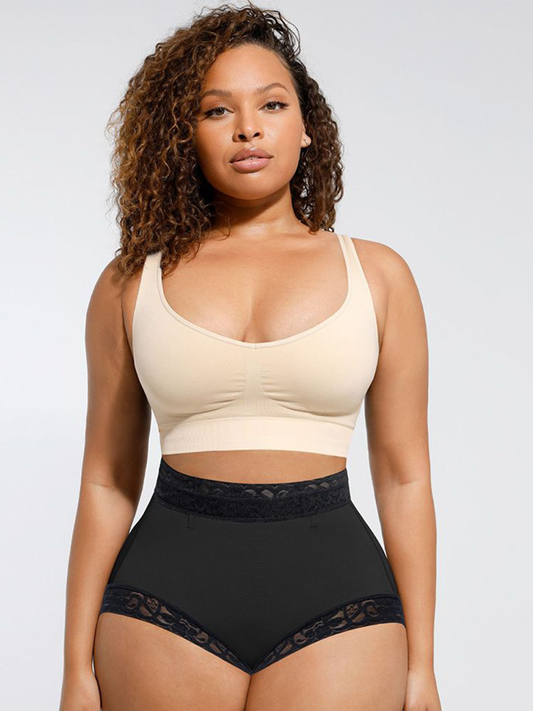 Navvi High-Waist Tummy Control Shapewear Briefs With Lace Trim