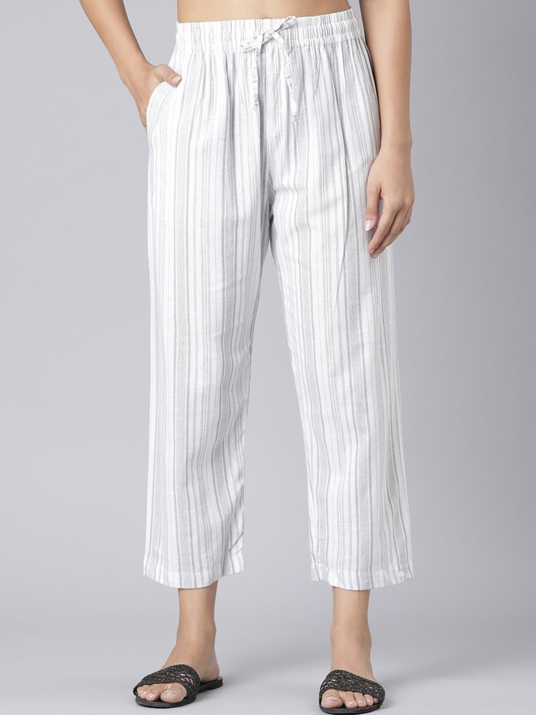 TWIN BIRDS Women Moon Quarry High-Rise Striped Palazzo Pants