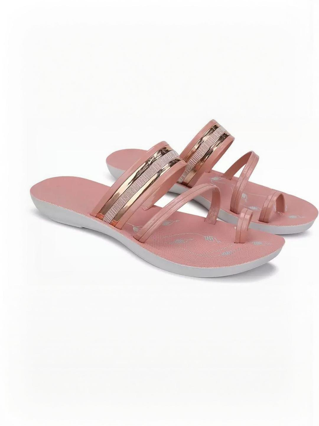 DRACKFOOT Women Pink PU Thong Flip-Flops