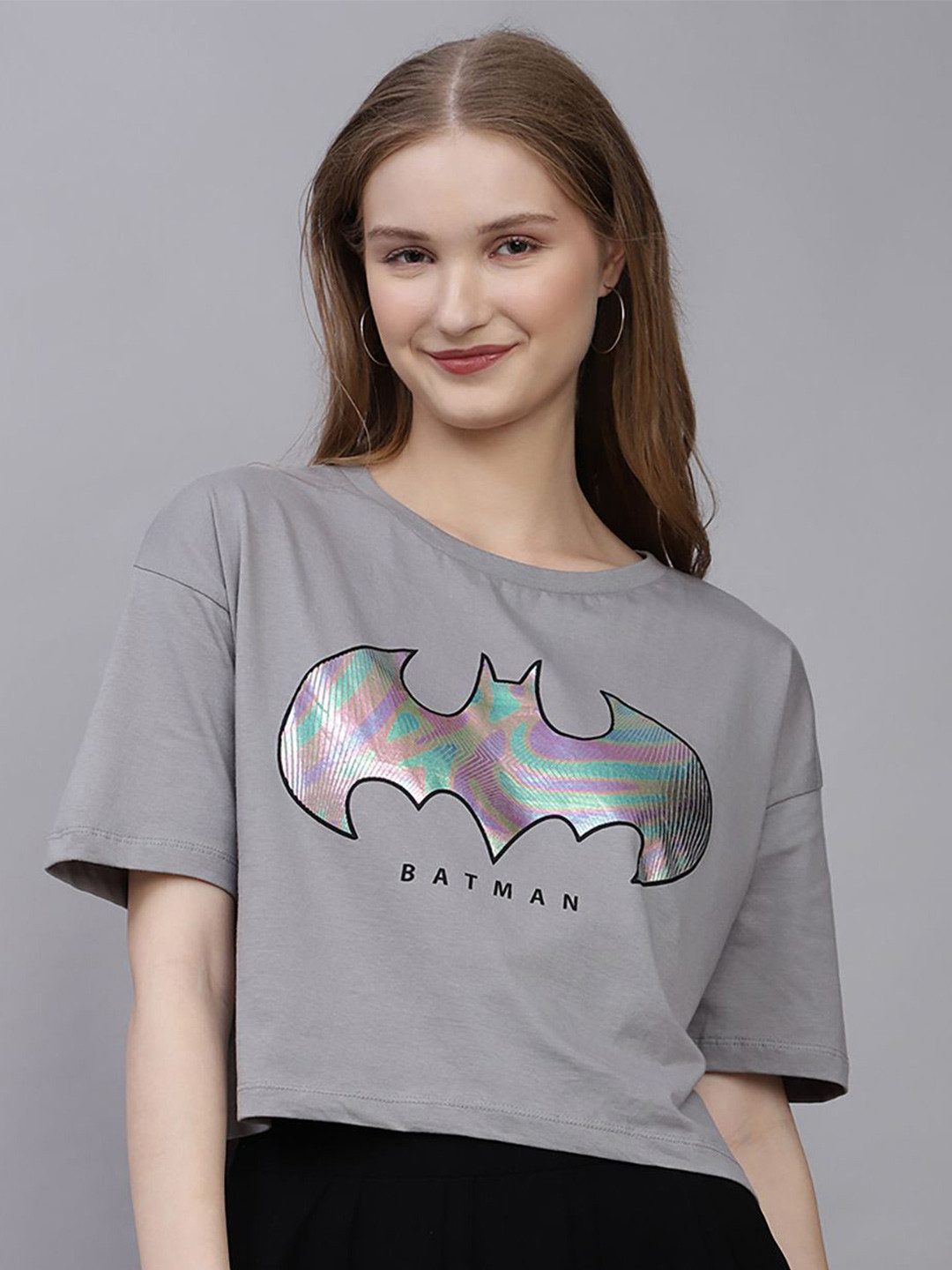 Free Authority Batman Printed Pure Cotton Boxy Fit Round Neck T-Shirt