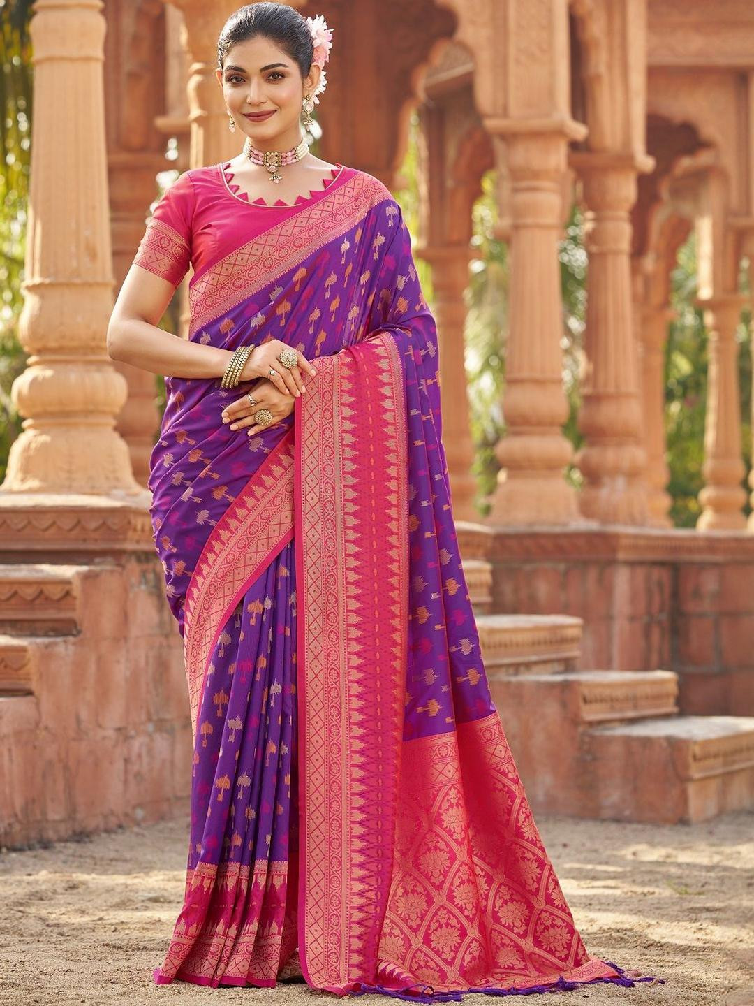 KALINI Purple Banarasi Sarees