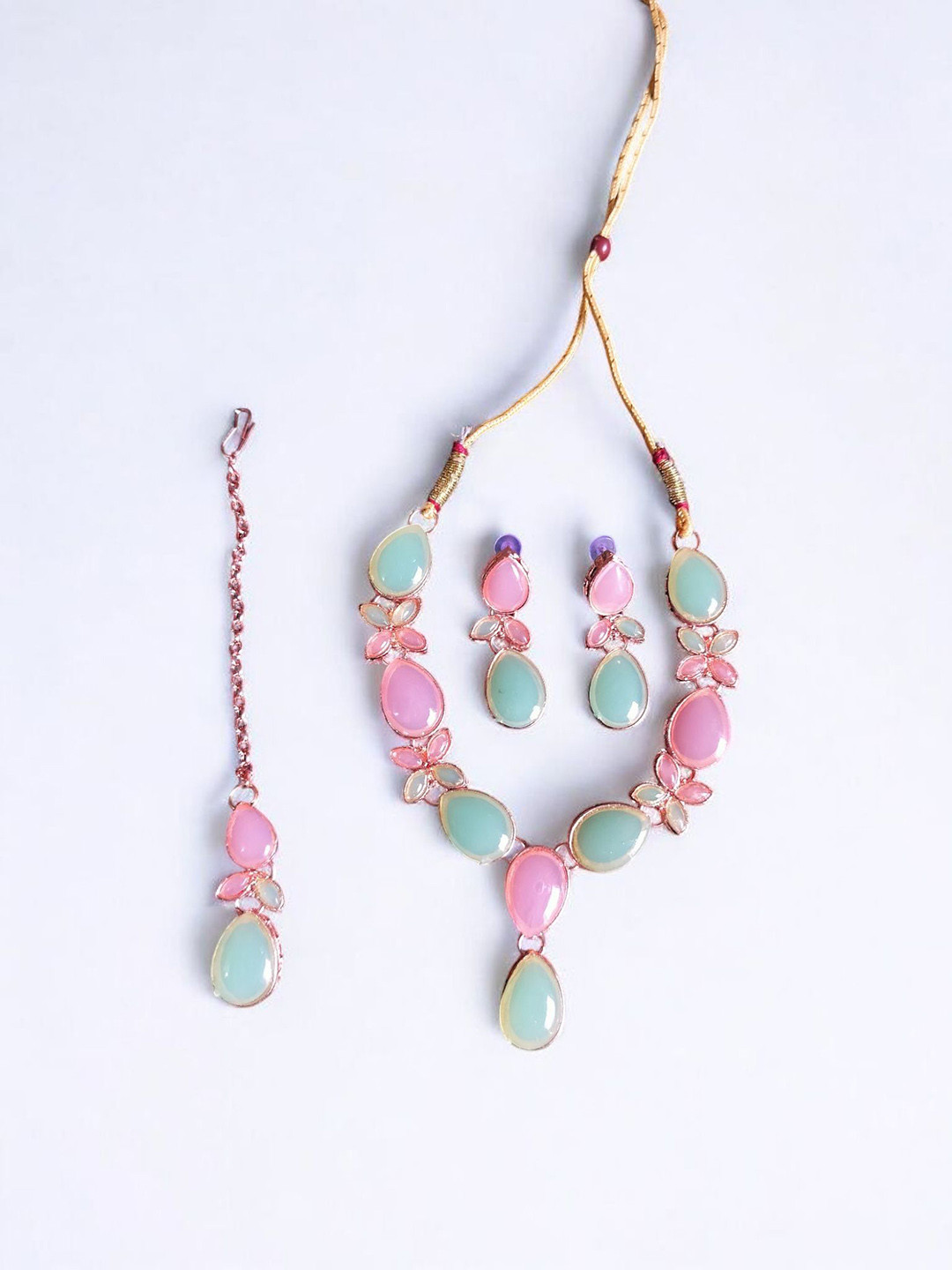 Henuka Rose Gold-Toned Stone Studded JewellerySet