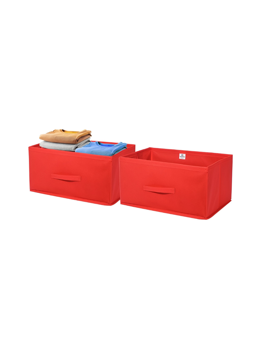 Aura Set of 2 Red Non-Woven Foldable Cloth Storage Box Wardrobe Organiser