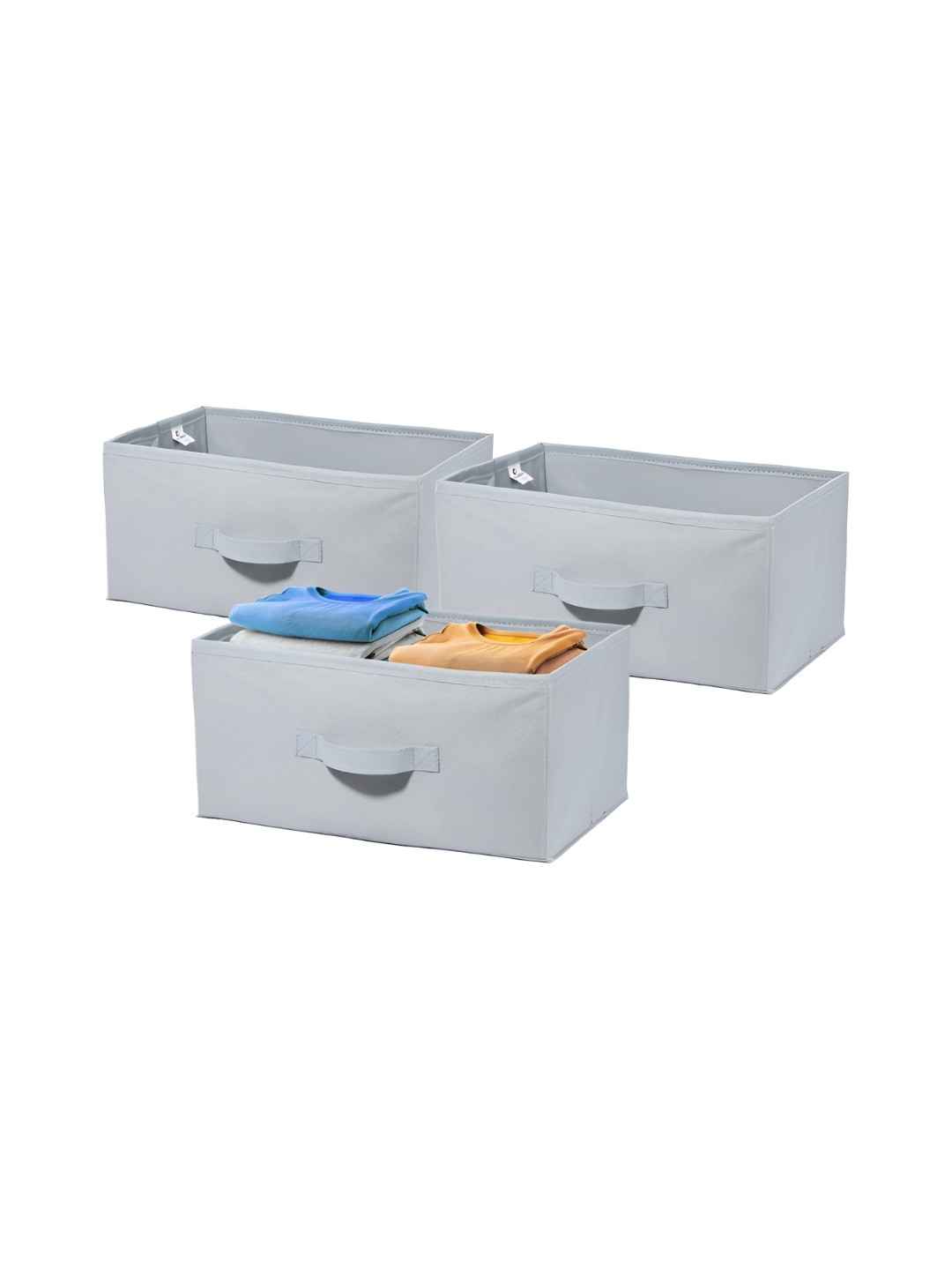 Aura Set of 3 Grey Non-Woven Foldable Cloth Storage Organiser Wardrobe Drawer Box