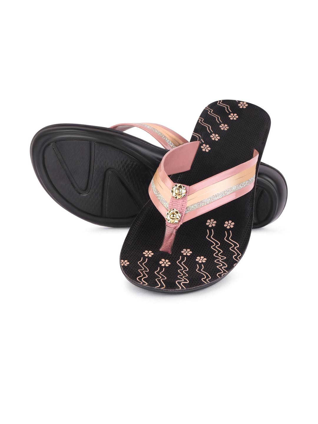 DRACKFOOT Women Peach PU Thong Flip-Flops