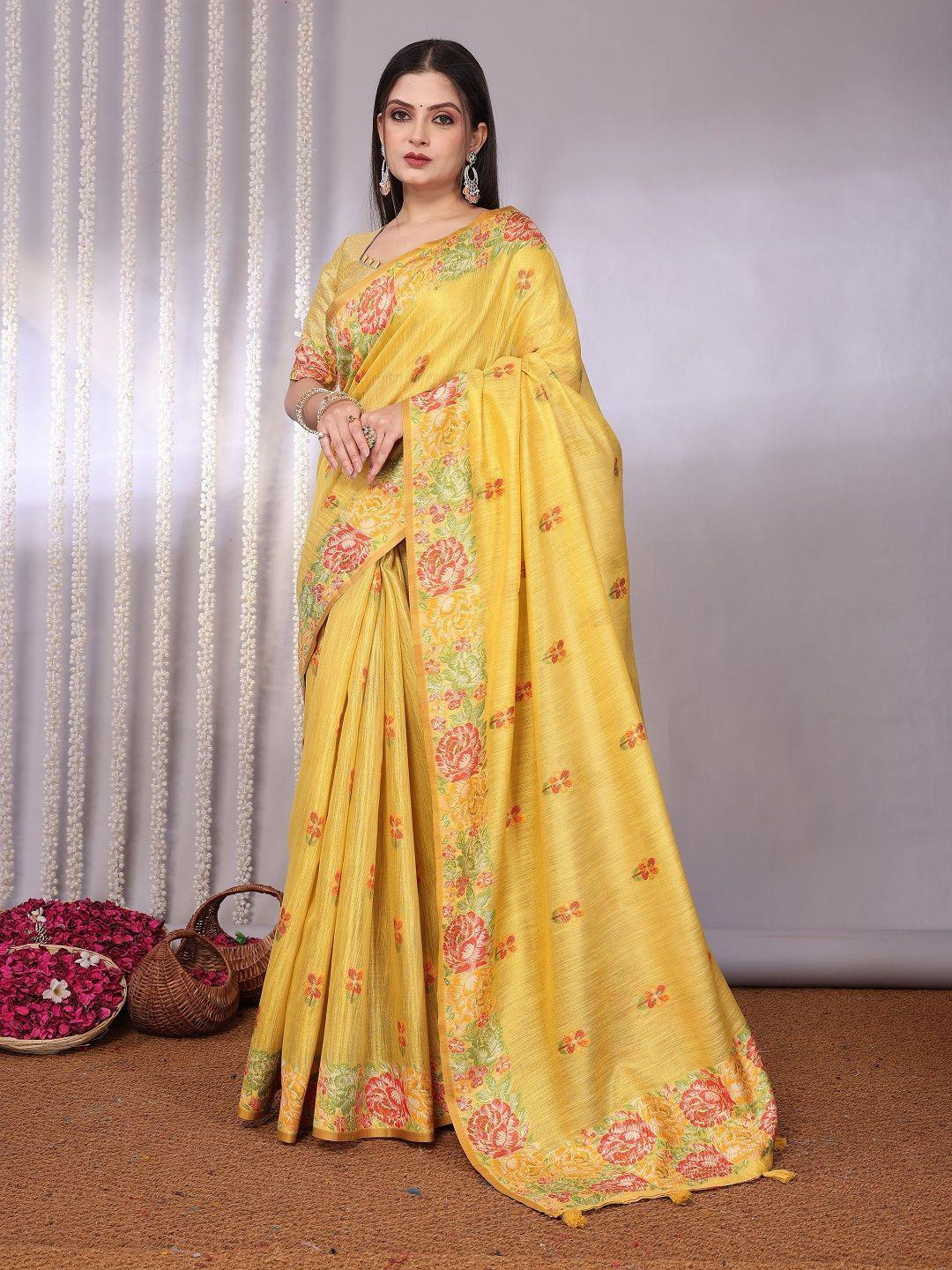 KALINI Yellow Banarasi Tissue Sarees
