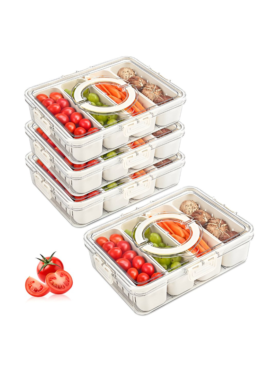 Aura Transparent Plastic Refrigerator Safe 4 Piece Clip-On Fridge Container