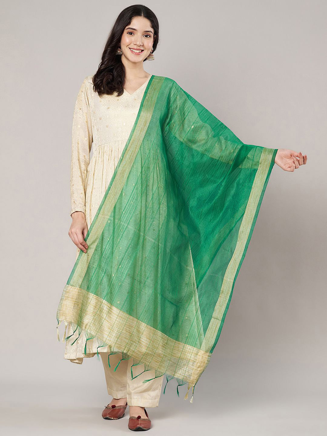 MUFFLY Woven Design Dupatta with Zari