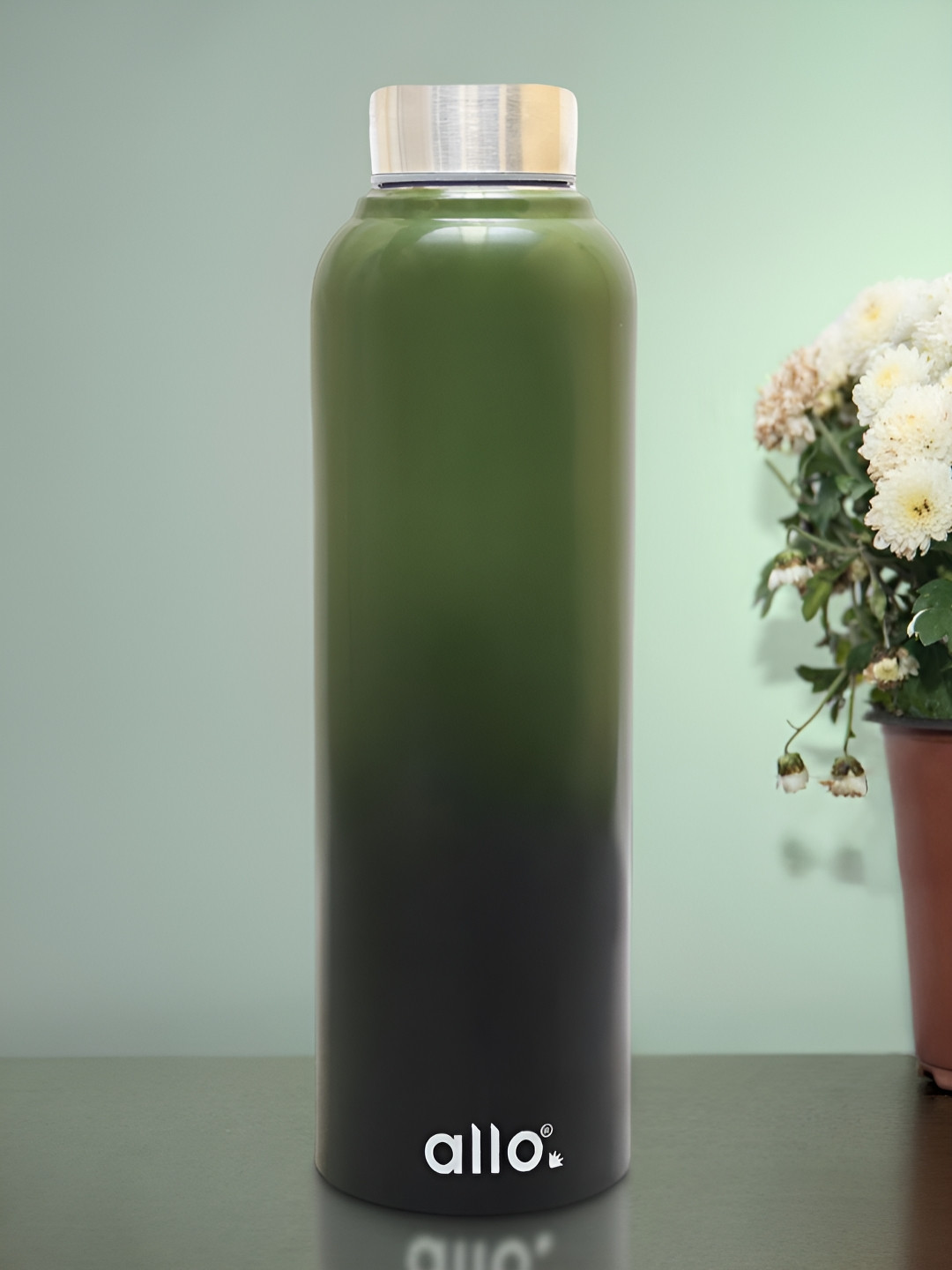 Allo Olive Green and Black Stainless Steel Leakproof Steel Cap Water Bottle 1000 ml