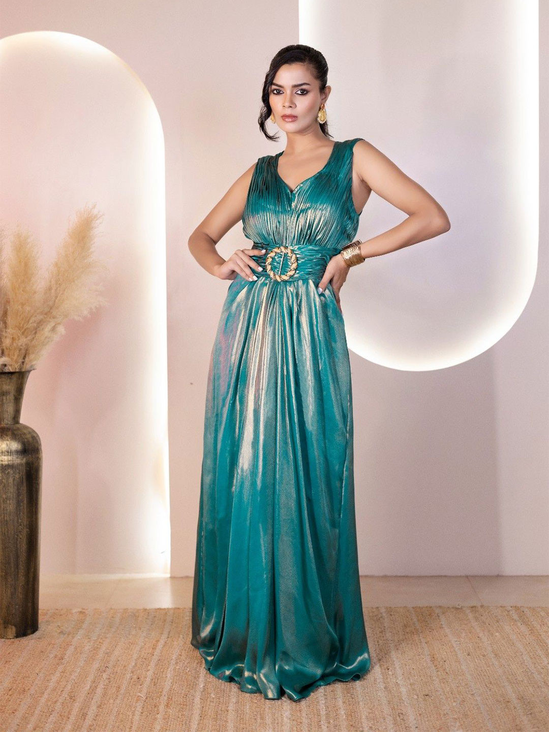 THE BEHRUZ THEORY Women Gathered or Pleated Maxi Dress