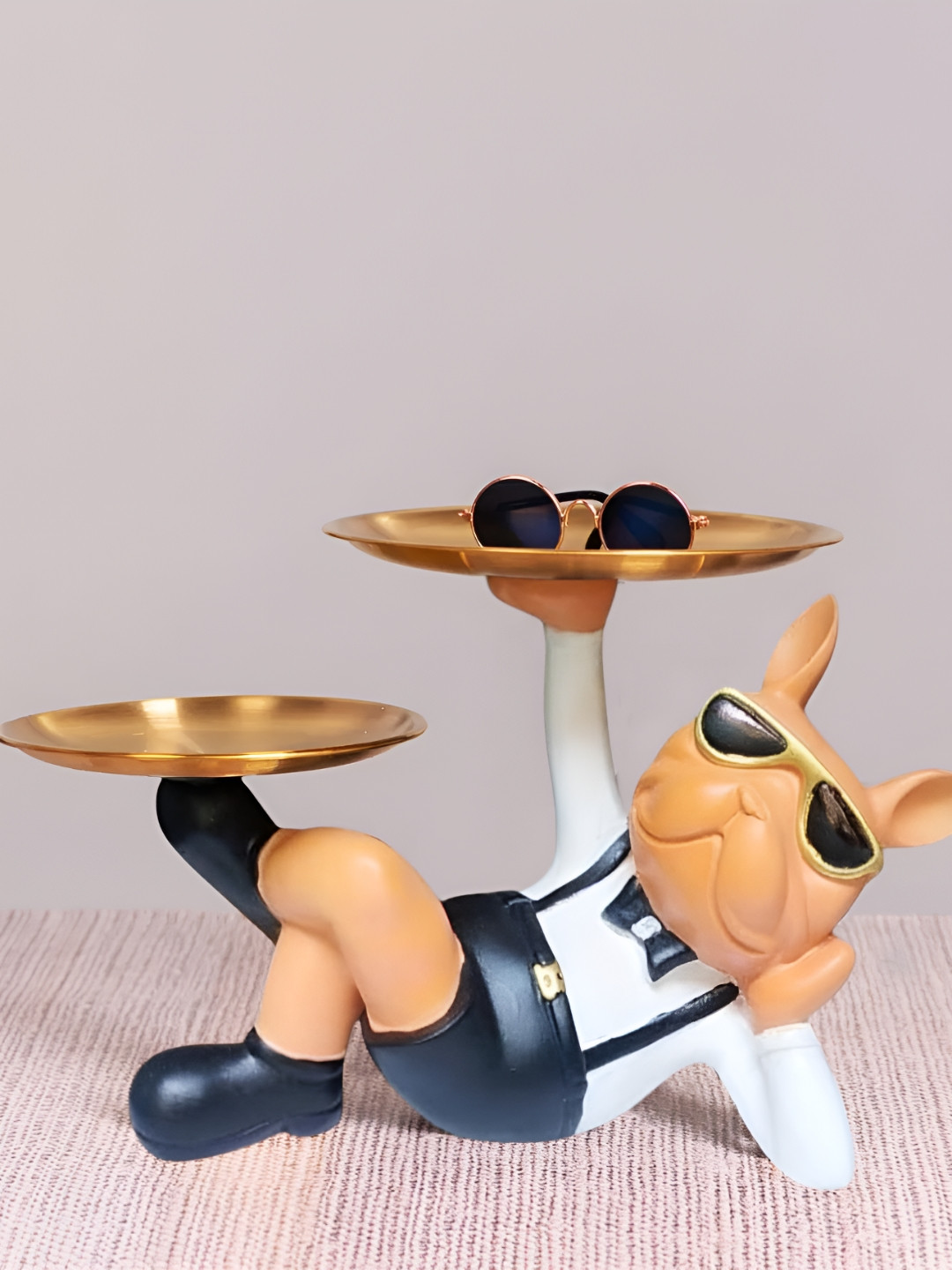 Go Hooked Black Polyresin Glossy Living Room Small Showpiece - 7.9 Inches