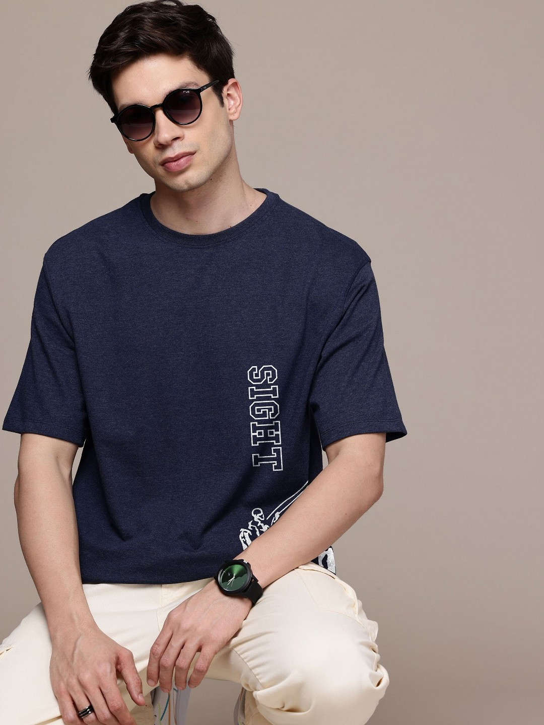 Moda Rapido Men Graphic Printed Round Neck Cotton Oversized T-shirt