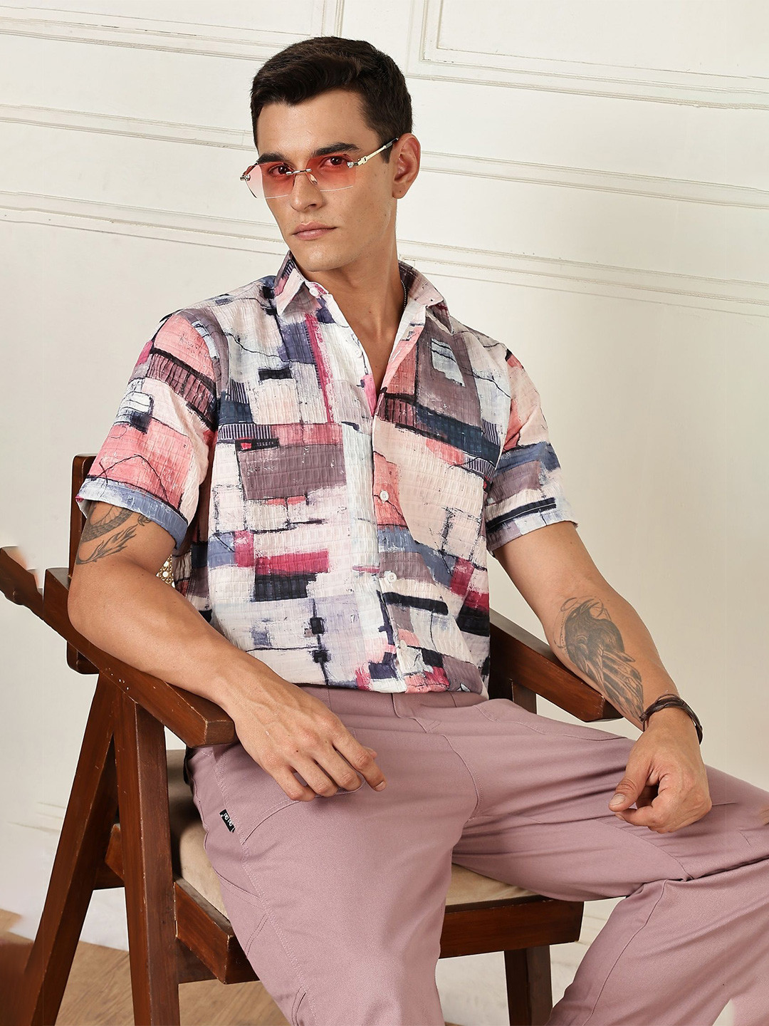 Abstract Printed Regular Fit Casual Shirt