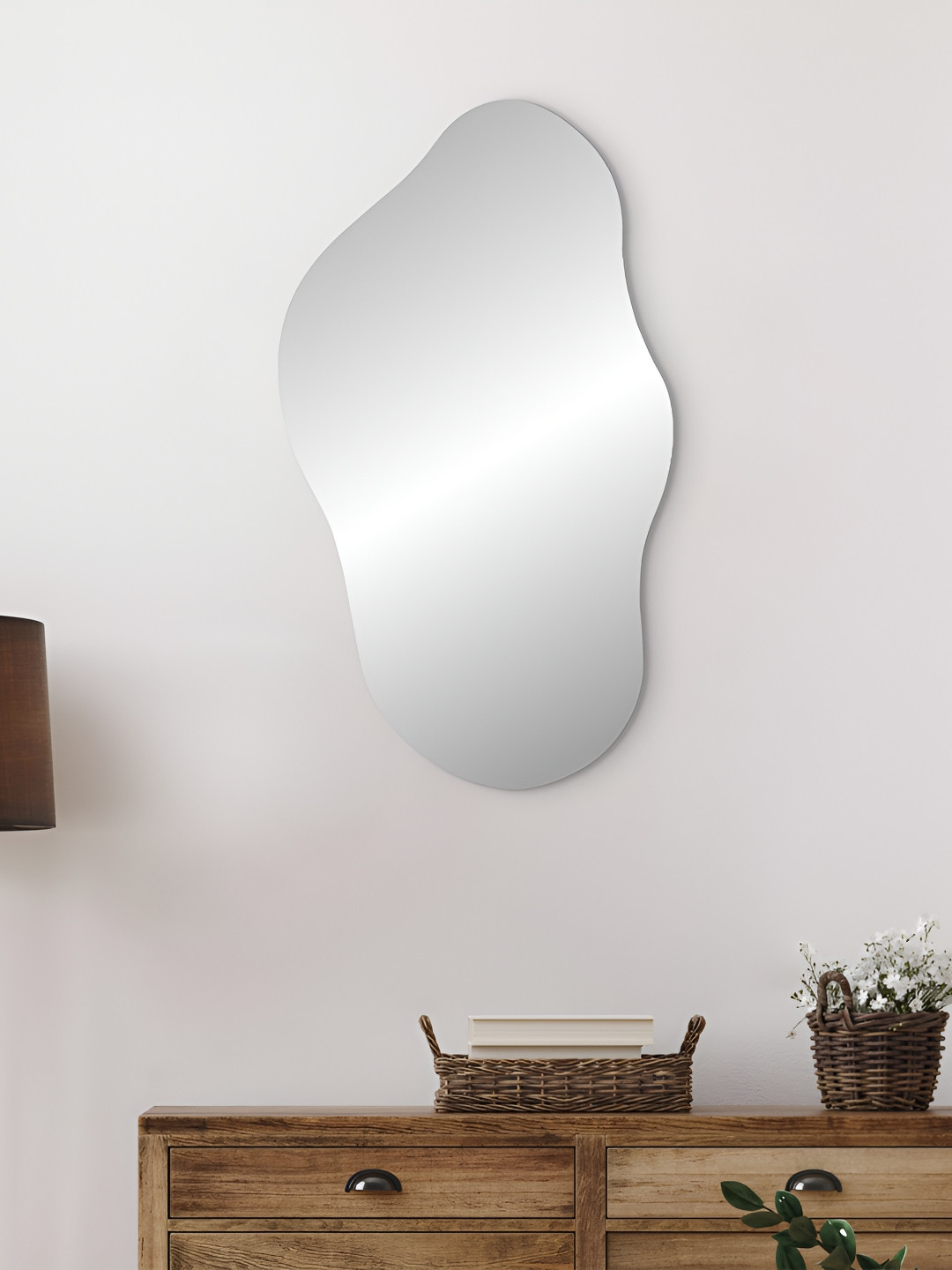 Home Centre Reflection Edge Transparent Glass Frameless Wall Mirror